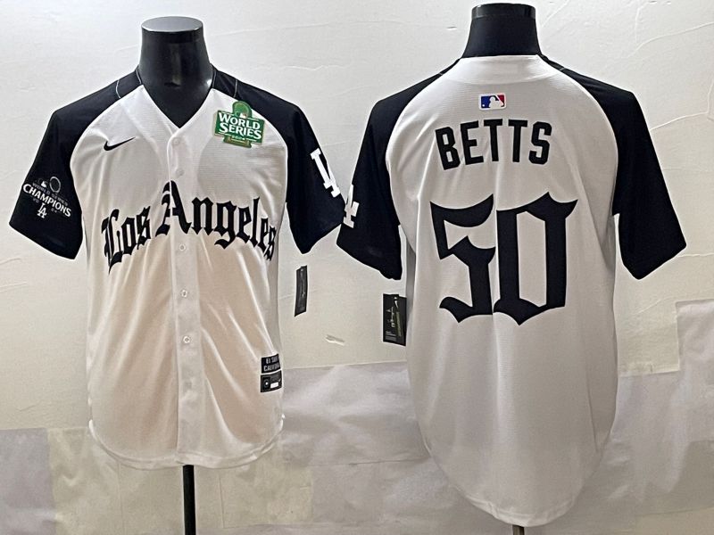 Men 2025 Los Angeles Dodgers #50 Betts White black Five generations Joint Name Nike MLB Jersey style 5265->los angeles dodgers->MLB Jersey
